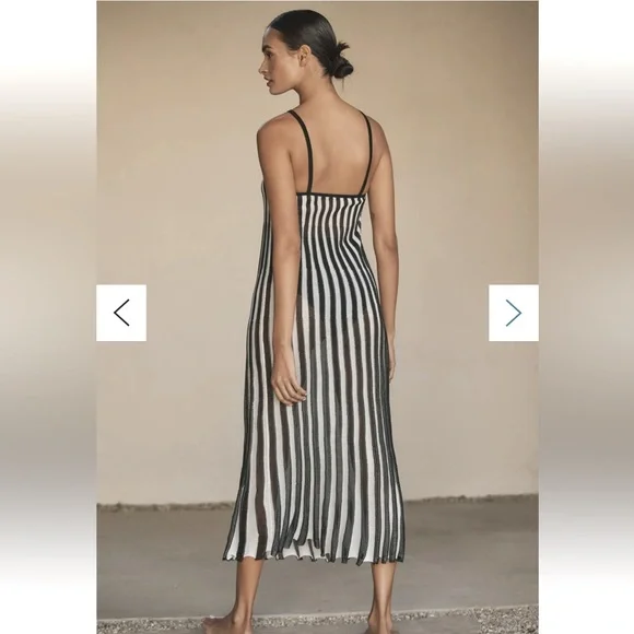 SOLID & STRIPED black white The Kayle Sleeveless Midi Dress M - Picture 4 of 5